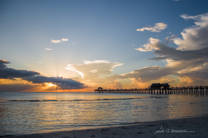 Sunset along the beaches of Naples, Florida